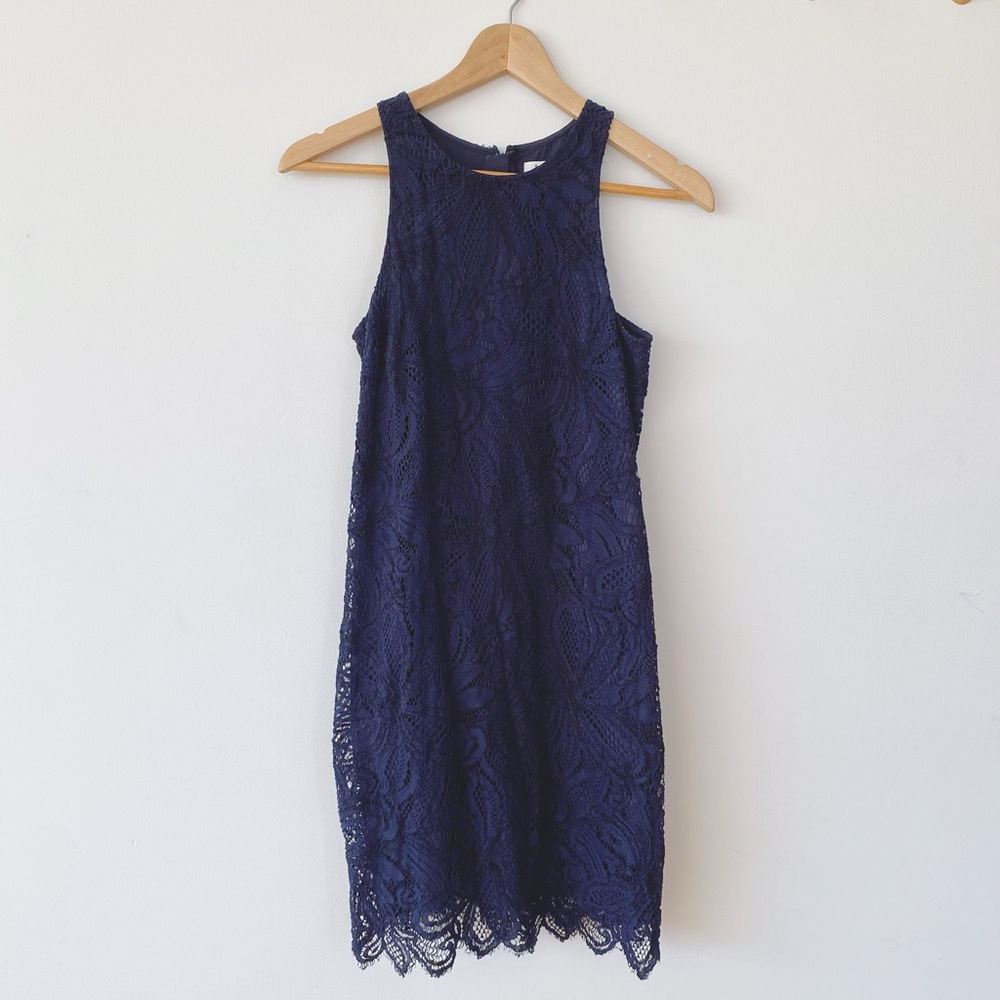 ARITZIA / BABATON Henry Dress, Dark Blue Lace Cotton Sleeveless Cocktail